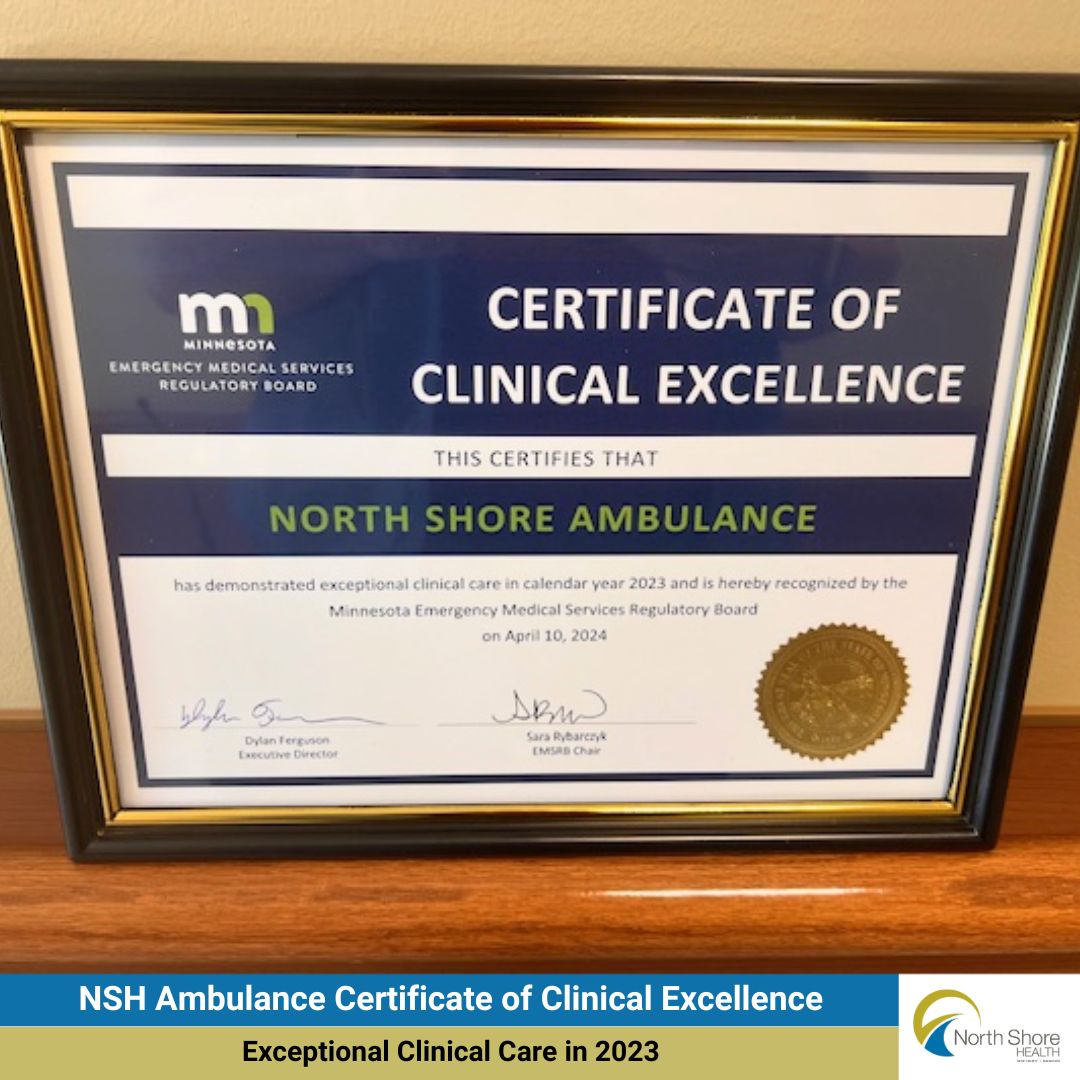 NSH Ambulance Certificate of Clinical Excellence